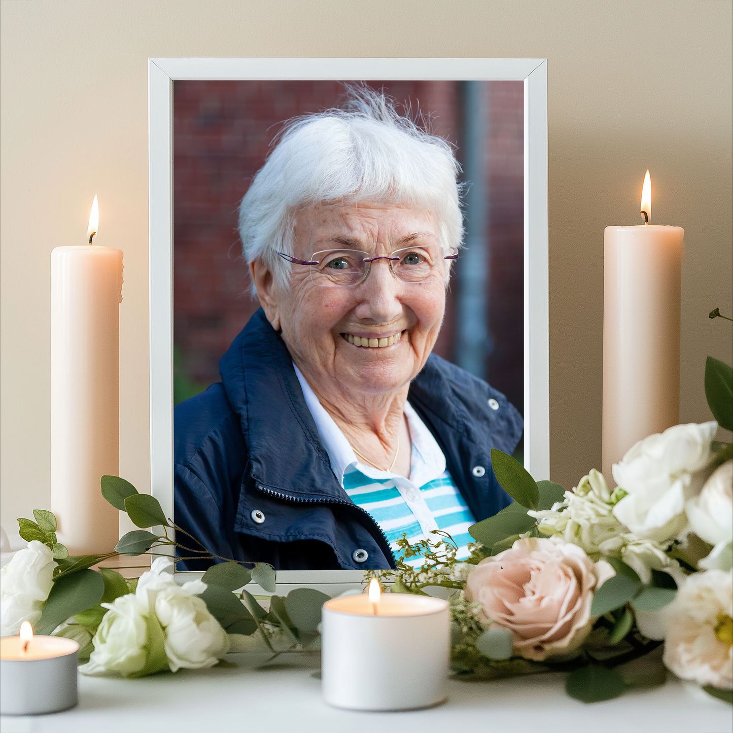 Begravningsfoto med ram