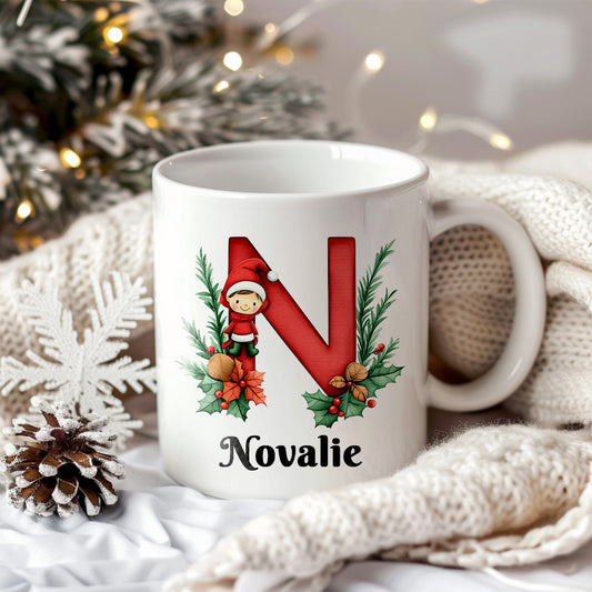 Bokstav, Jul | Röd | Personlig julmugg