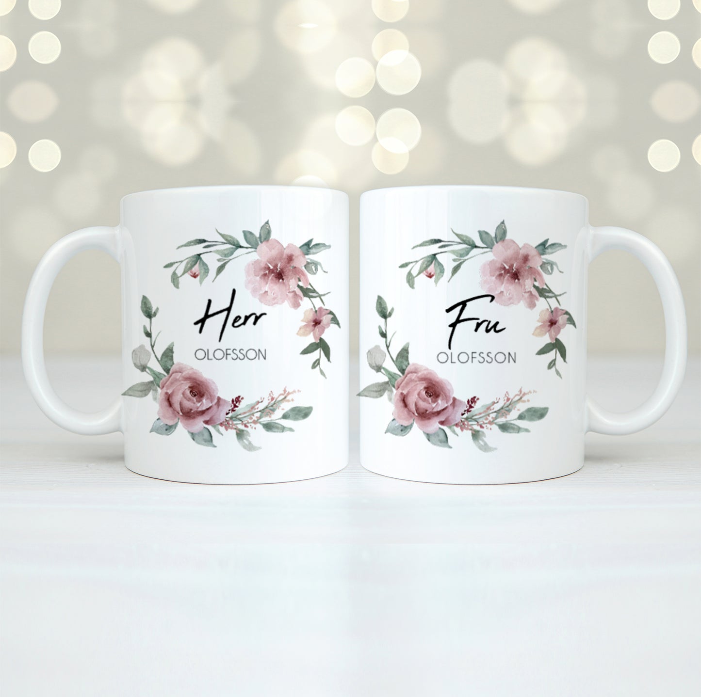 Rosa rosor | Brudpar | Personliga muggar