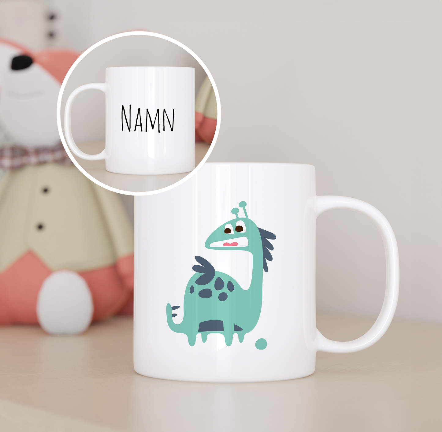 Dino grön | Personlig barnmugg
