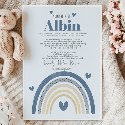 Fadderbrev | Blå regnbåge