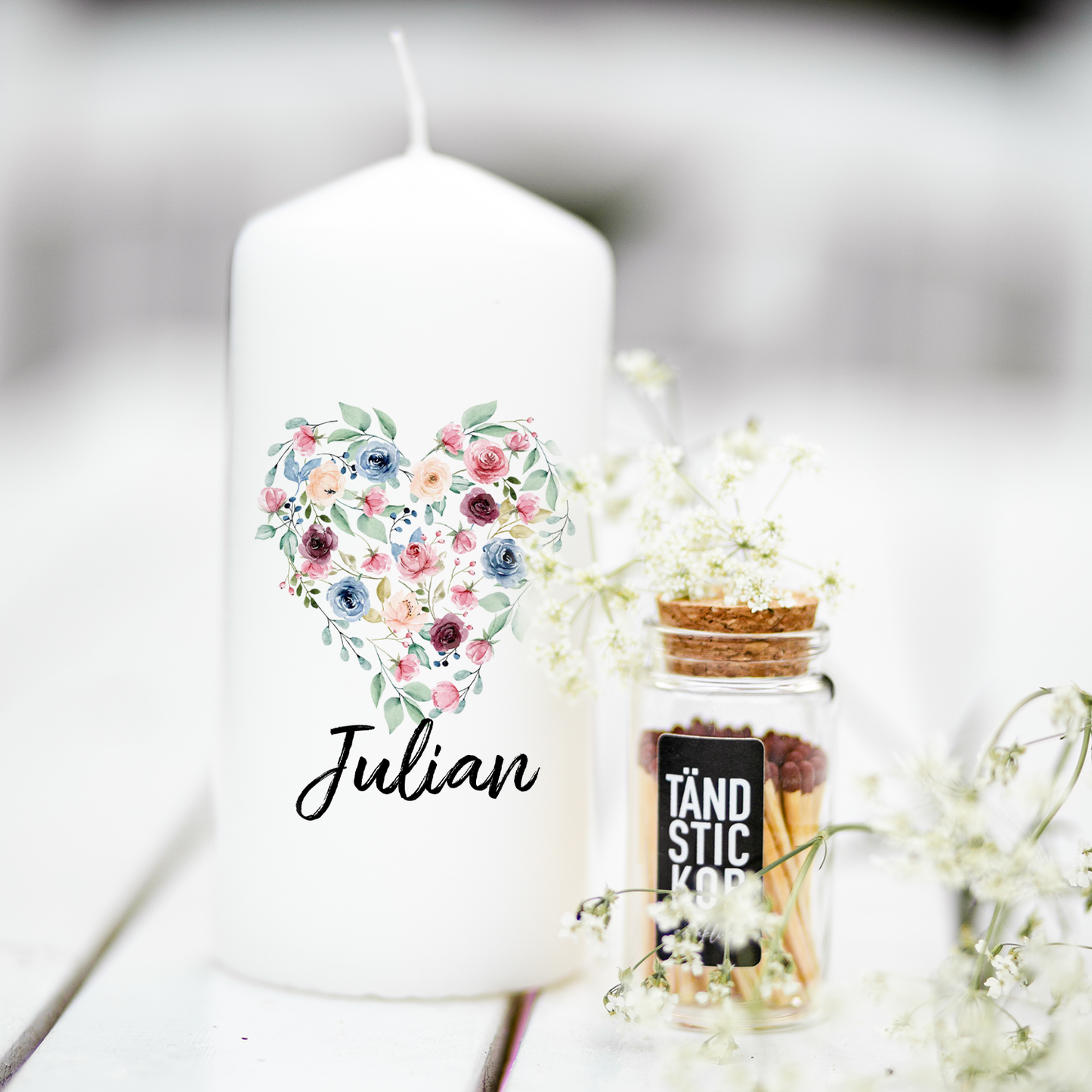Floral heart | Blockljus