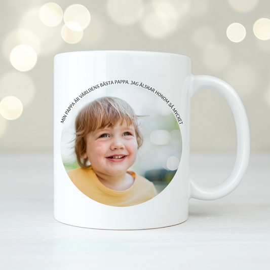 Fotocirkel med text - Personlig mugg