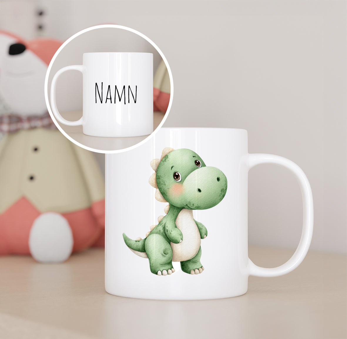 Dino grön | Personlig barnmugg