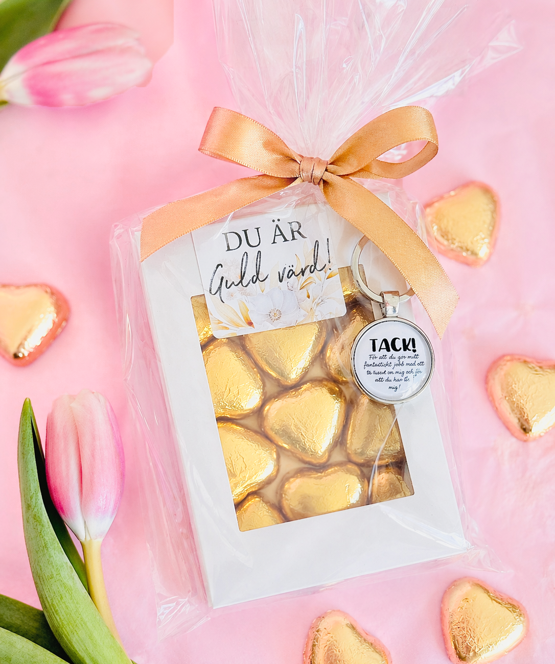 Du är guld värd | Chokladask & nyckelring
