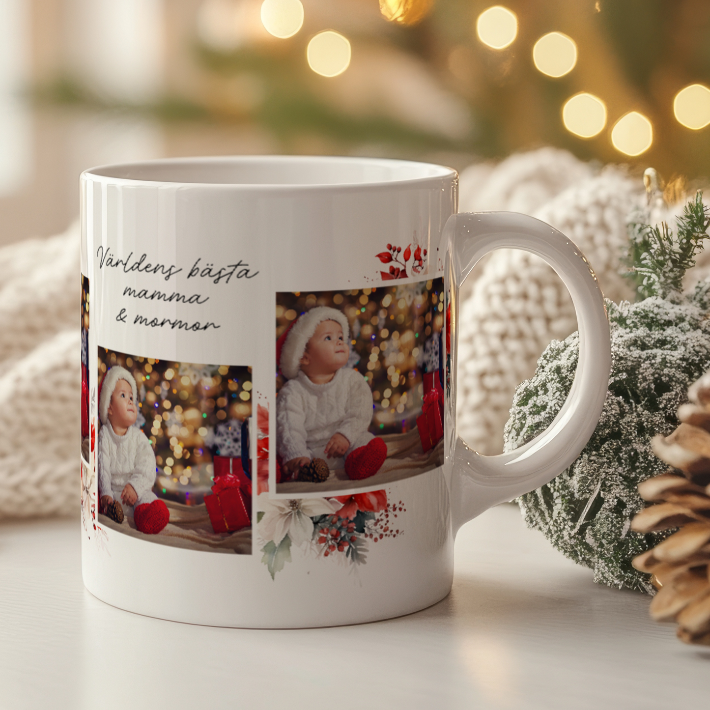 Julblommor, 3 foton | Personlig julmugg