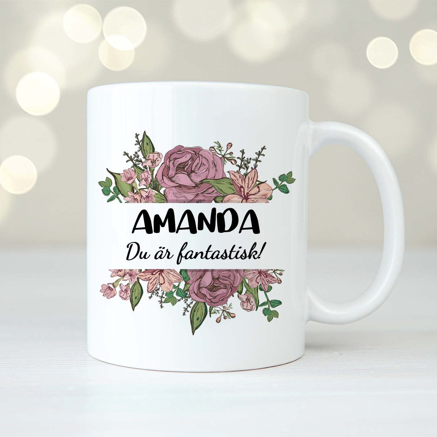 Lila blommor | Personlig mugg