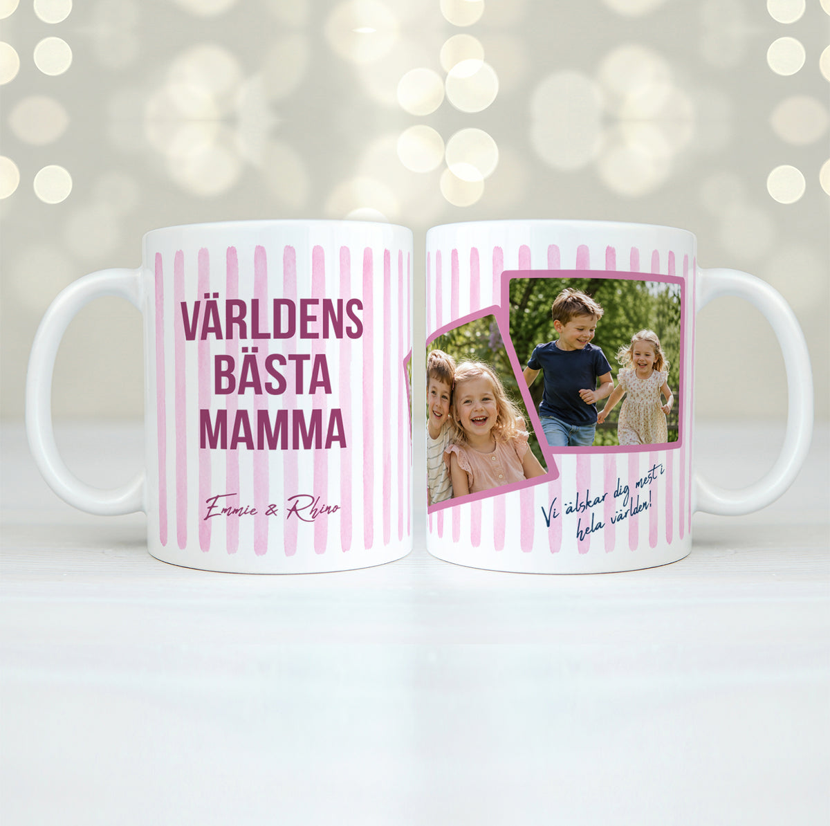 Rosa streck | Text & foton | Personlig mugg