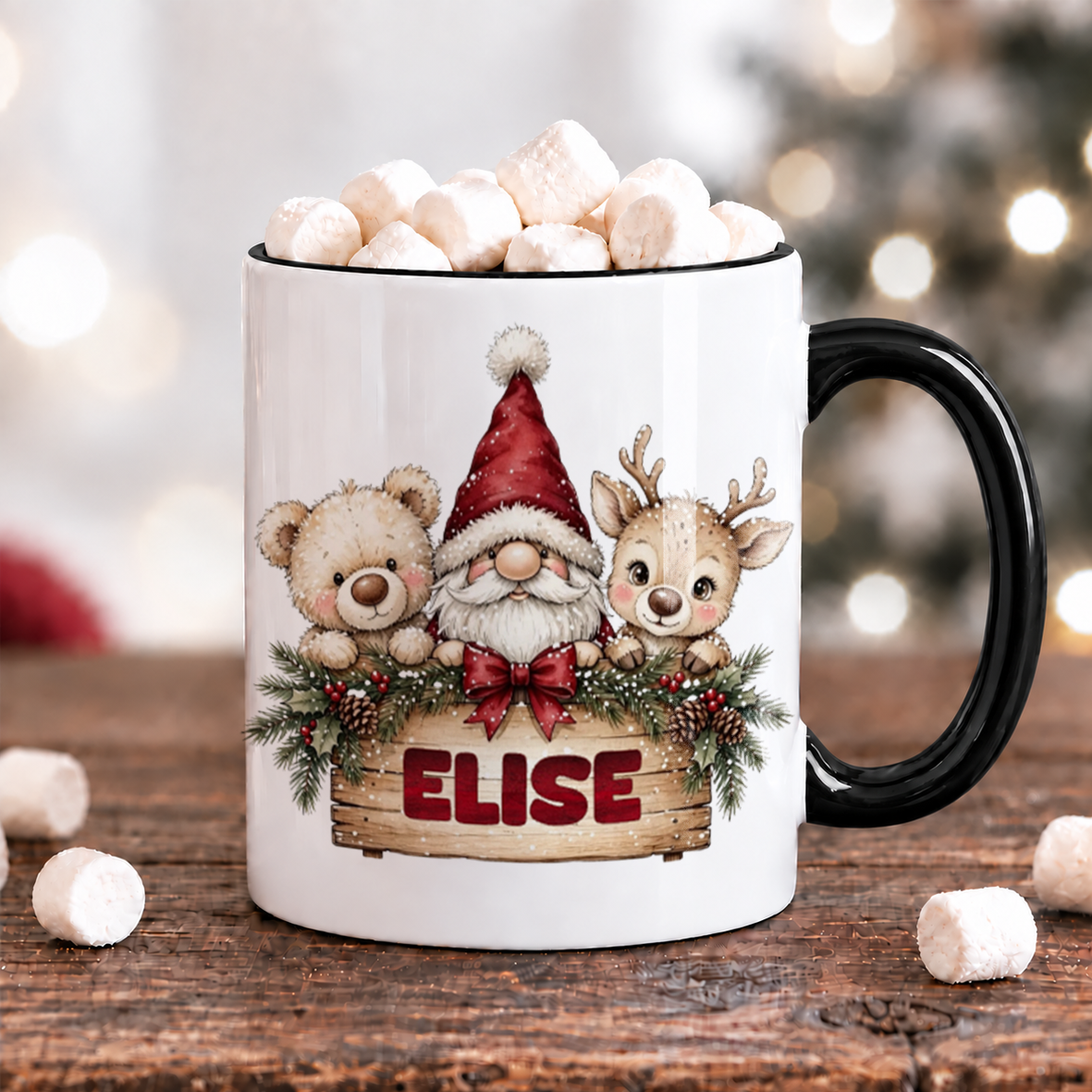 Nalle, tomte & ren | Personlig julmugg