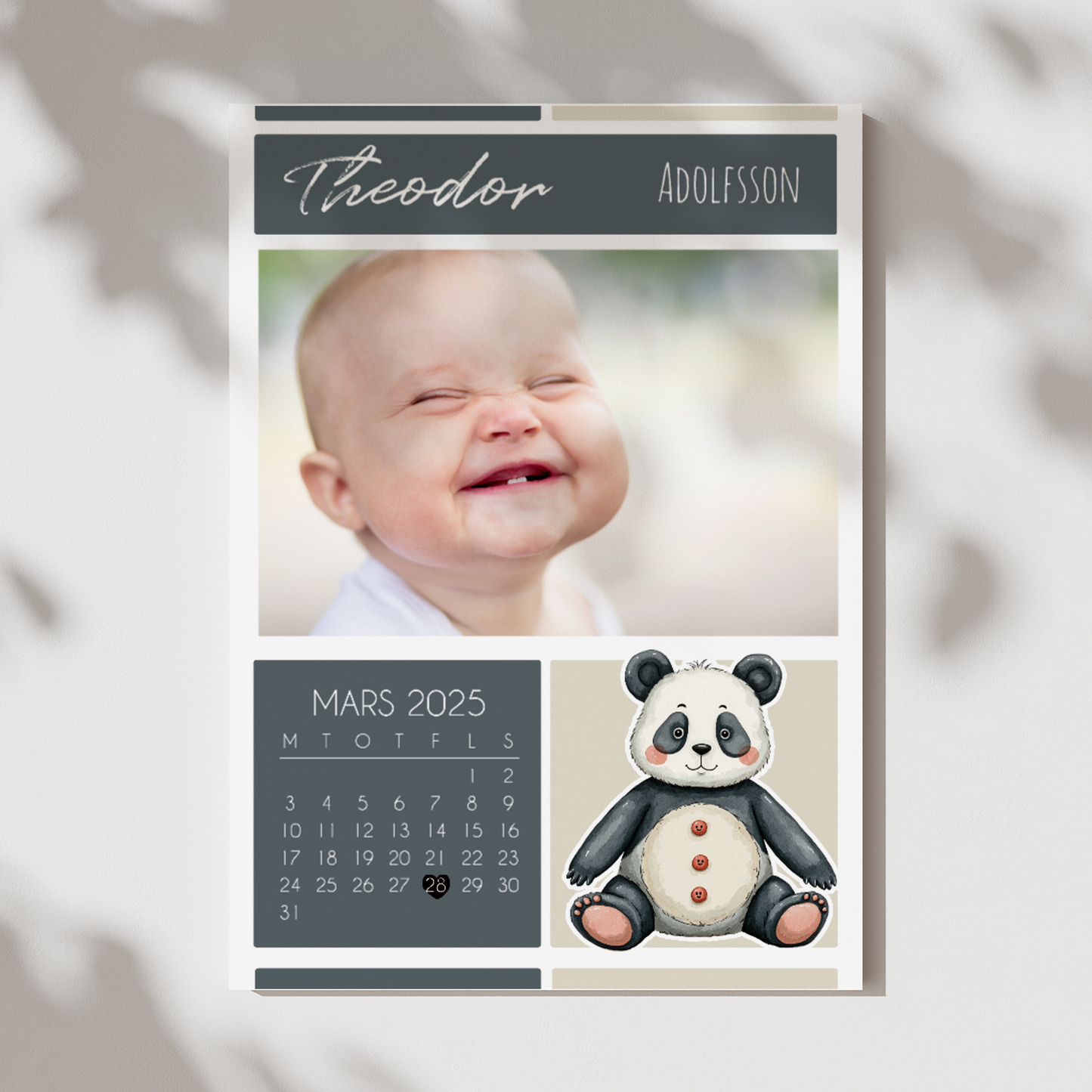 Panda | Personlig poster med kalender