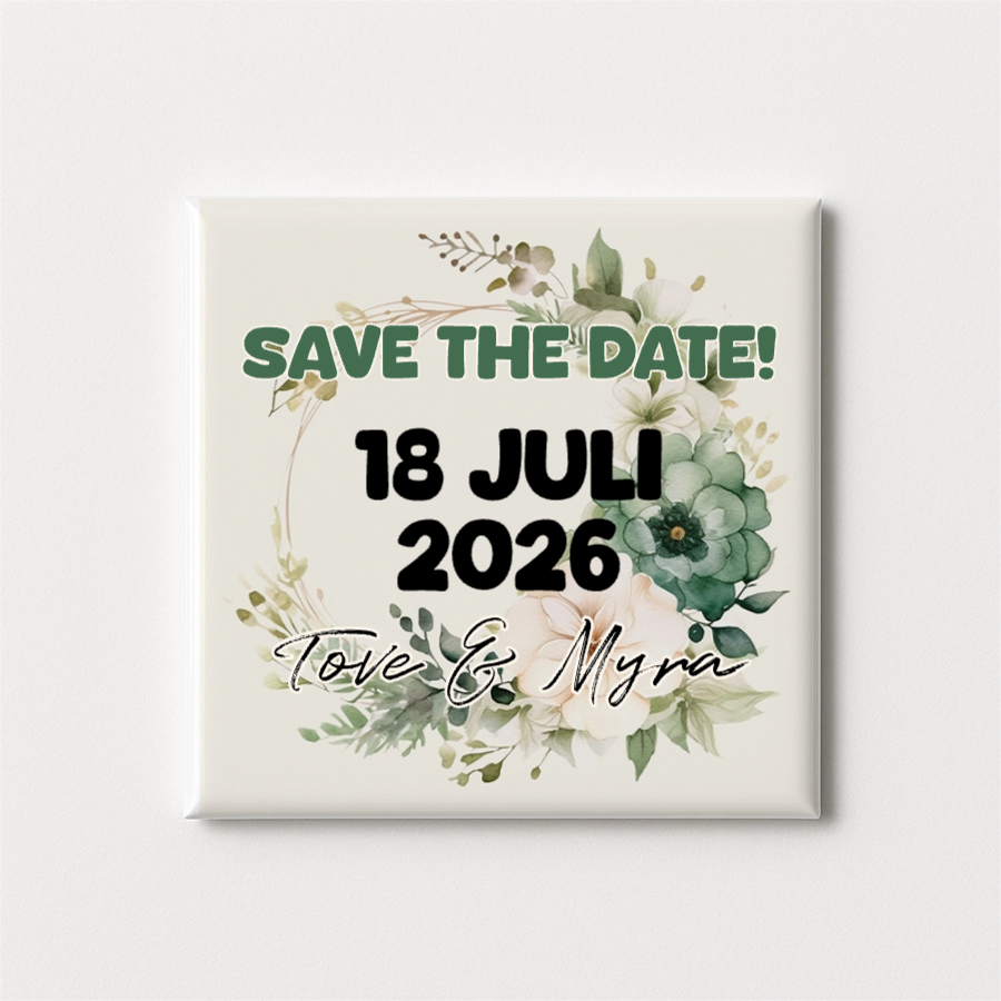 Gröna blad | Save the date | Magnet