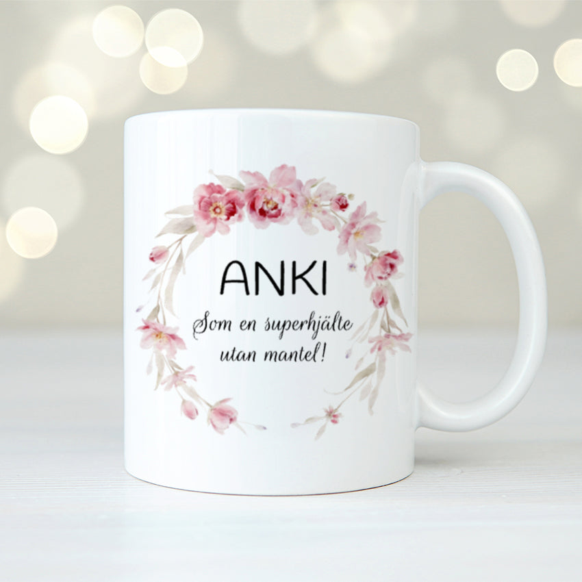 Rosa blommor | Gudmor & gudfar | Personlig mugg