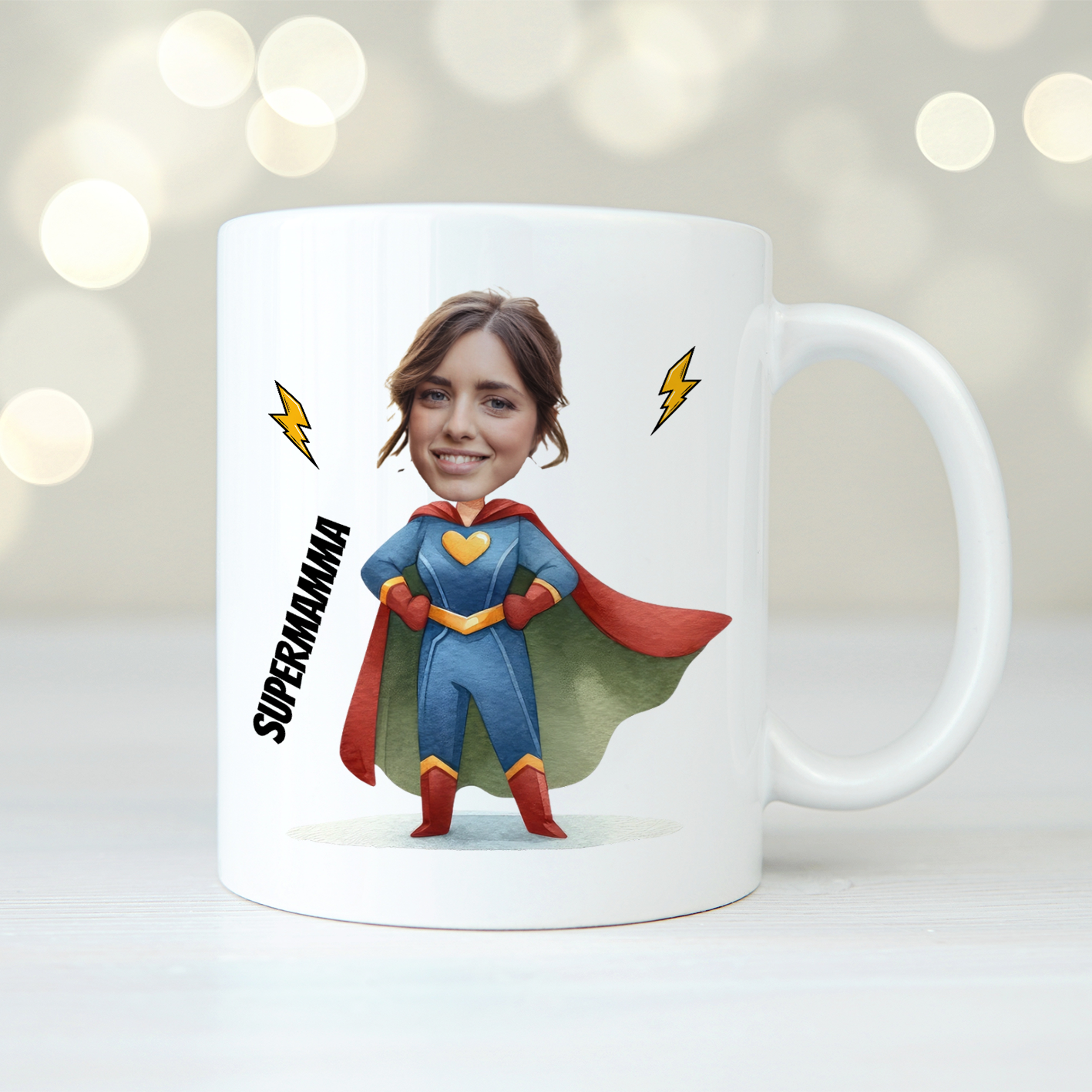 Supermamma | Ansikte | Personlig mugg