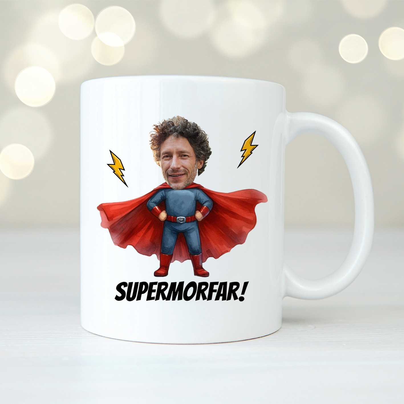 Mugg med superhjälte och ansikte - Fars dag