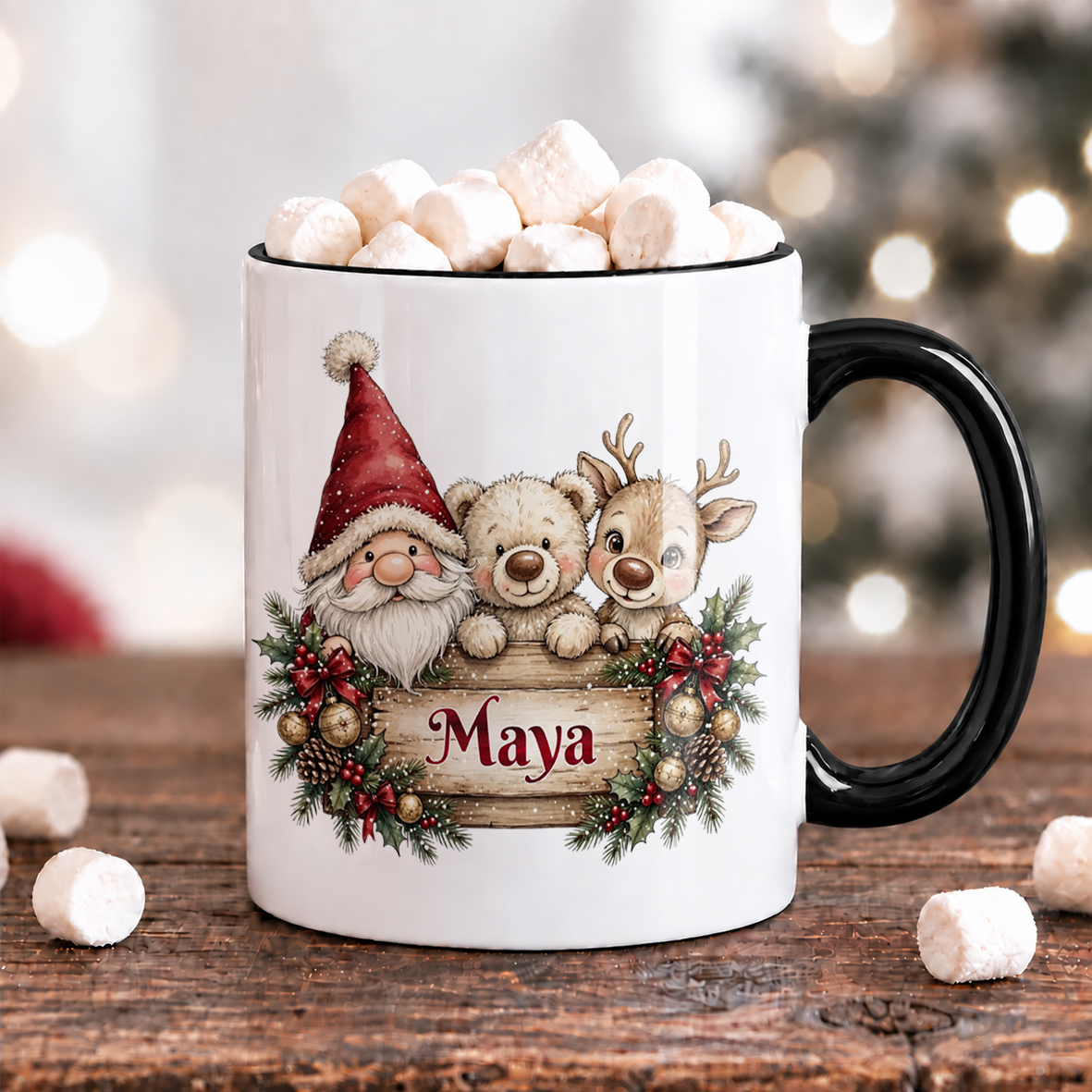 Tomte, nalle & ren | Personlig julmugg