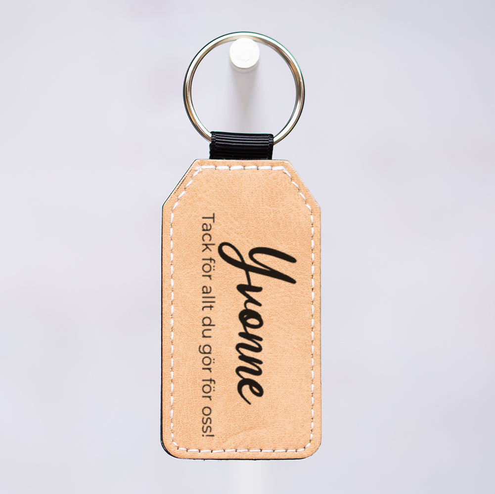 P-U lädernyckelring | Valfri text