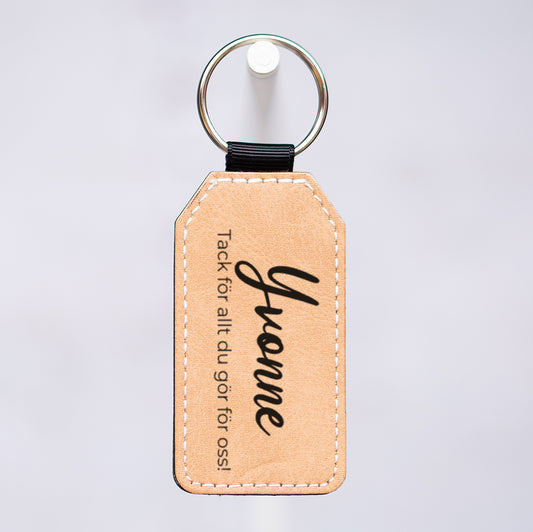 P-U lädernyckelring | Valfri text