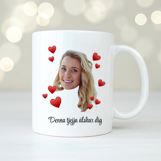 Hjärtan, ansikte | Personlig mugg