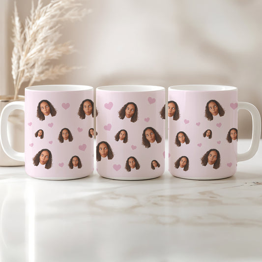 Ansikte & Hjärtan | Personlig mugg