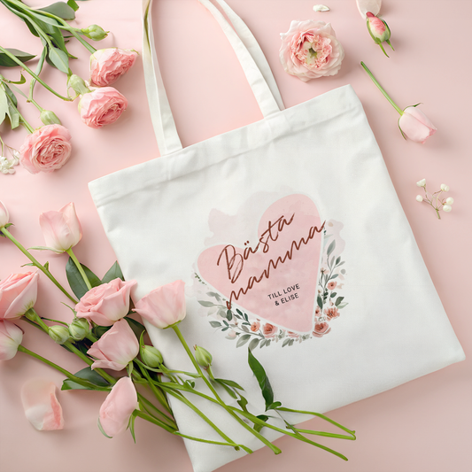 Hjärta & blommor | Personlig tygpåse