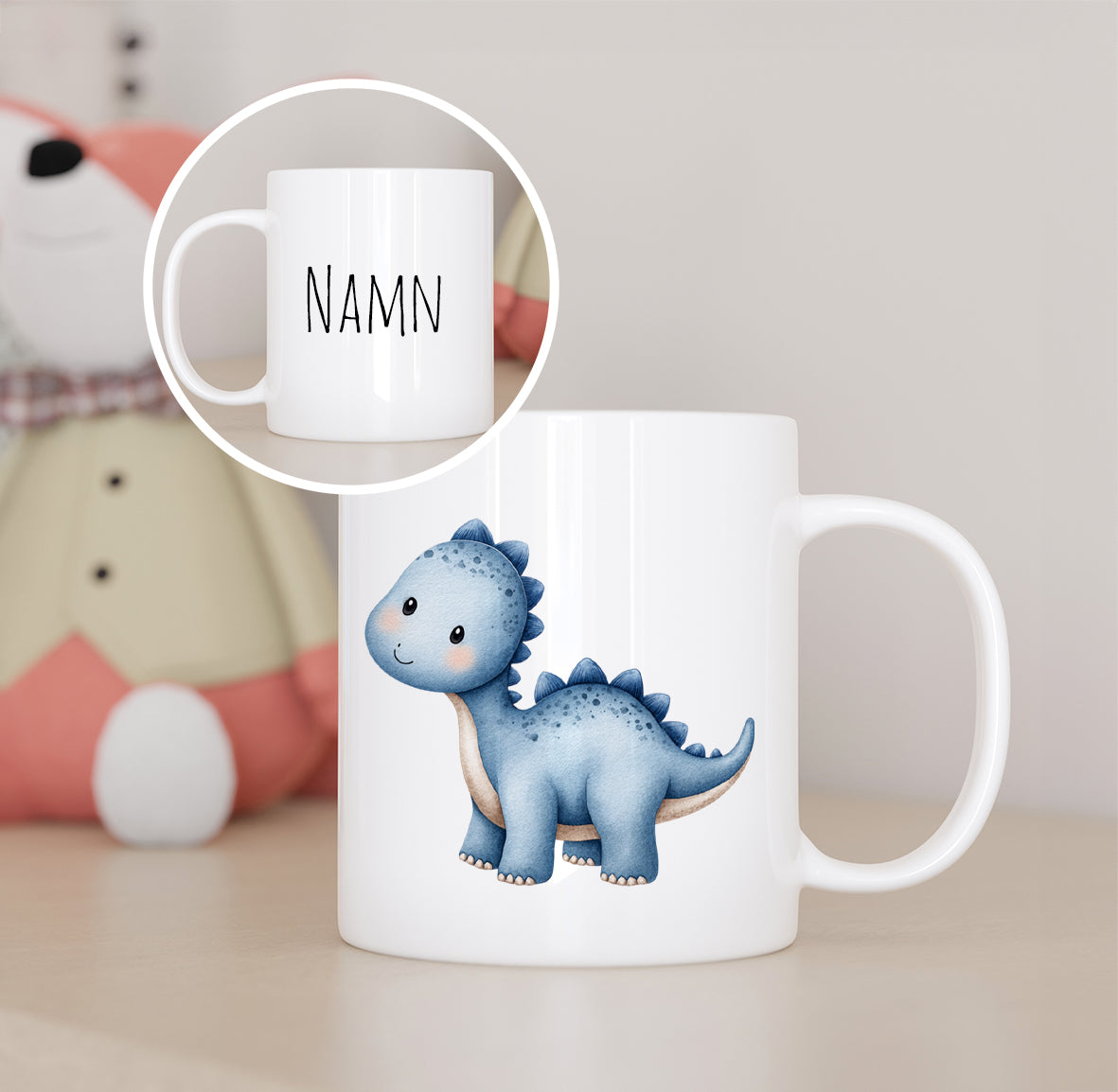 Dino blå | Personlig barnmugg