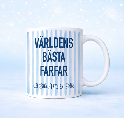 Blå streck | Valfri text | Personlig mugg