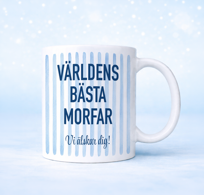 Blå streck | Valfri text | Personlig mugg