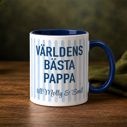 Blå streck | Valfri text | Personlig mugg