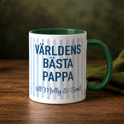 Blå streck | Valfri text | Personlig mugg