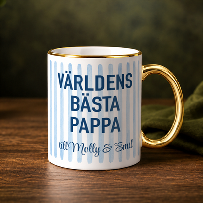 Blå streck | Valfri text | Personlig mugg