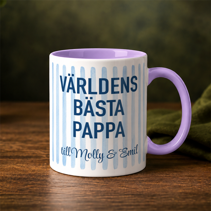 Blå streck | Valfri text | Personlig mugg