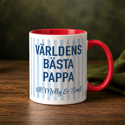 Blå streck | Valfri text | Personlig mugg