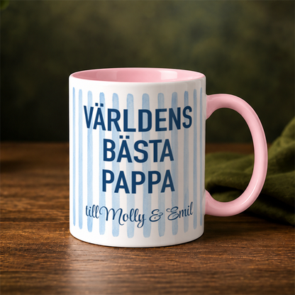 Blå streck | Valfri text | Personlig mugg