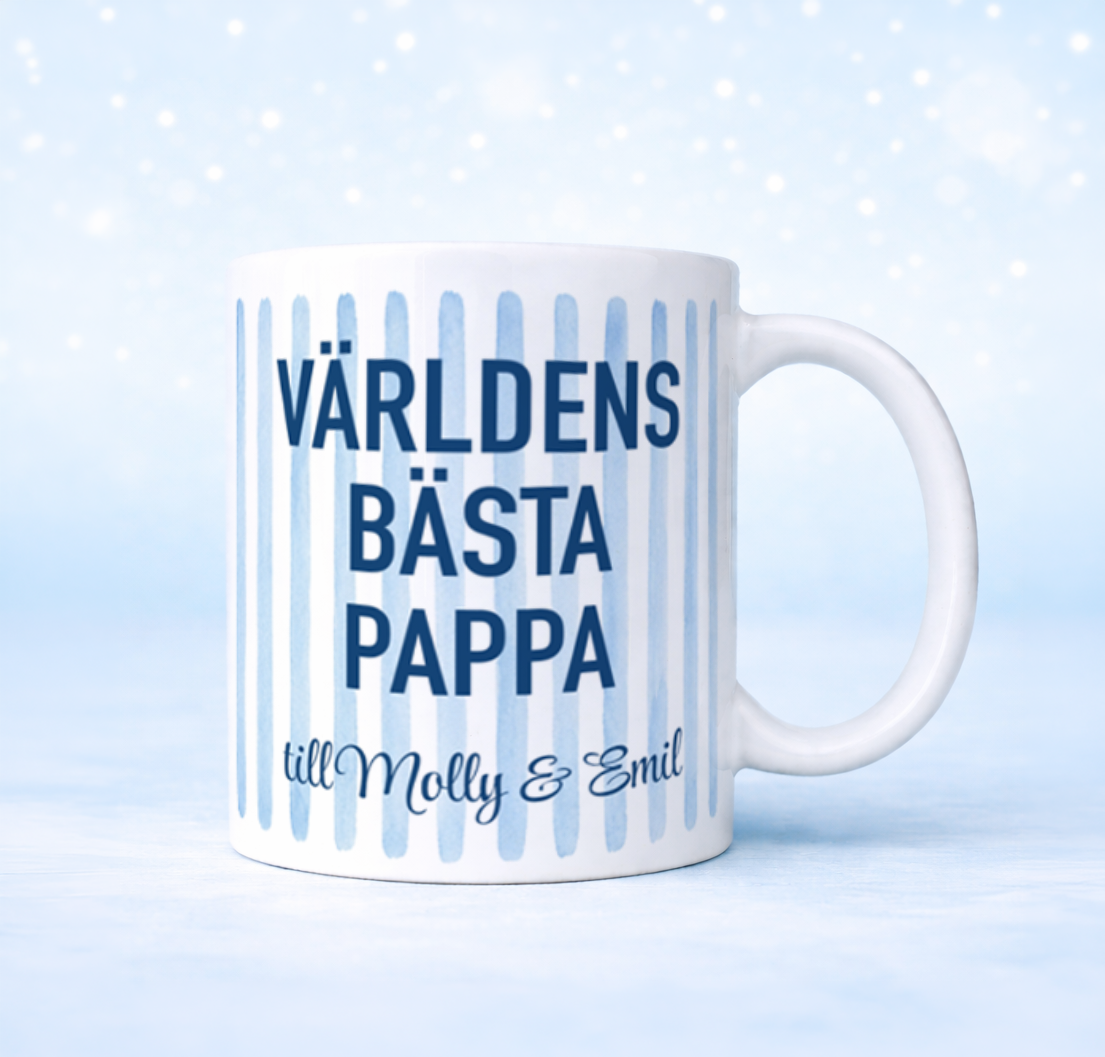 Presentpaket | Blå streck | Mugg, kaffe & godis