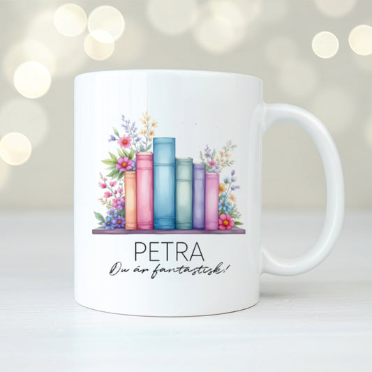 Rosiga böcker | Personlig mugg