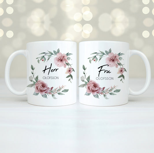 Rosa rosor | Brudpar | Personliga muggar