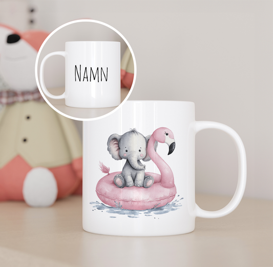 Elefant med badring | Personlig barnmugg