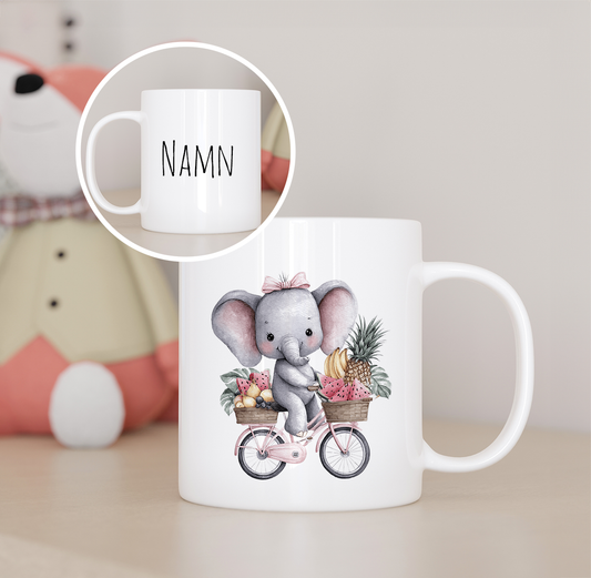 Elefant på cykel | Personlig barnmugg