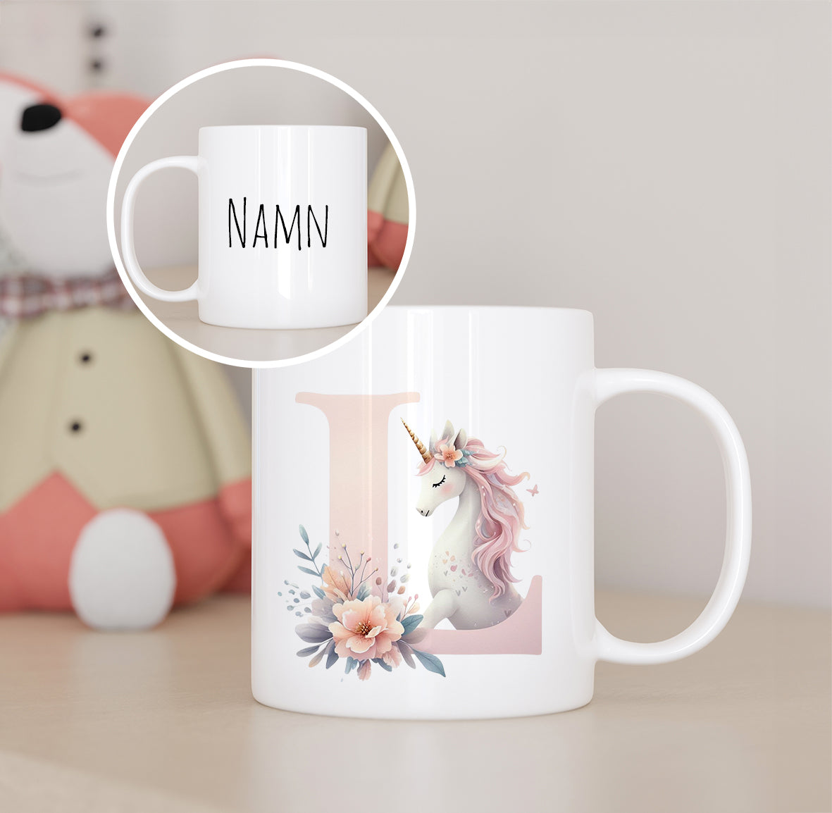 Enhörning, bokstav #2 | Personlig barnmugg