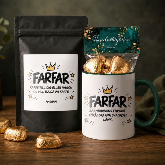 Presentpaket | FARFAR | Mugg, kaffe & godis