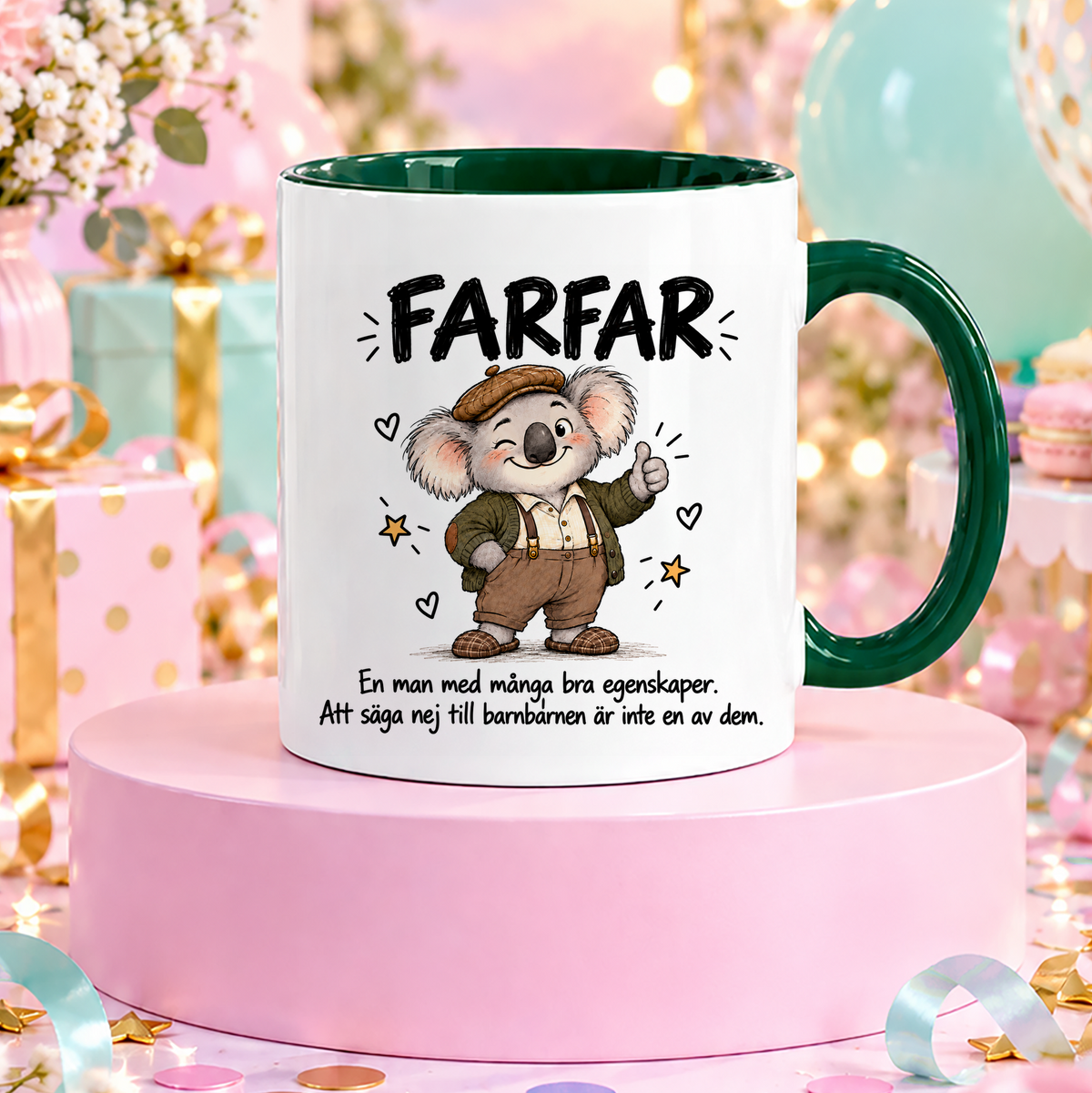 Farfar med många bra egenskaper | Rolig mugg