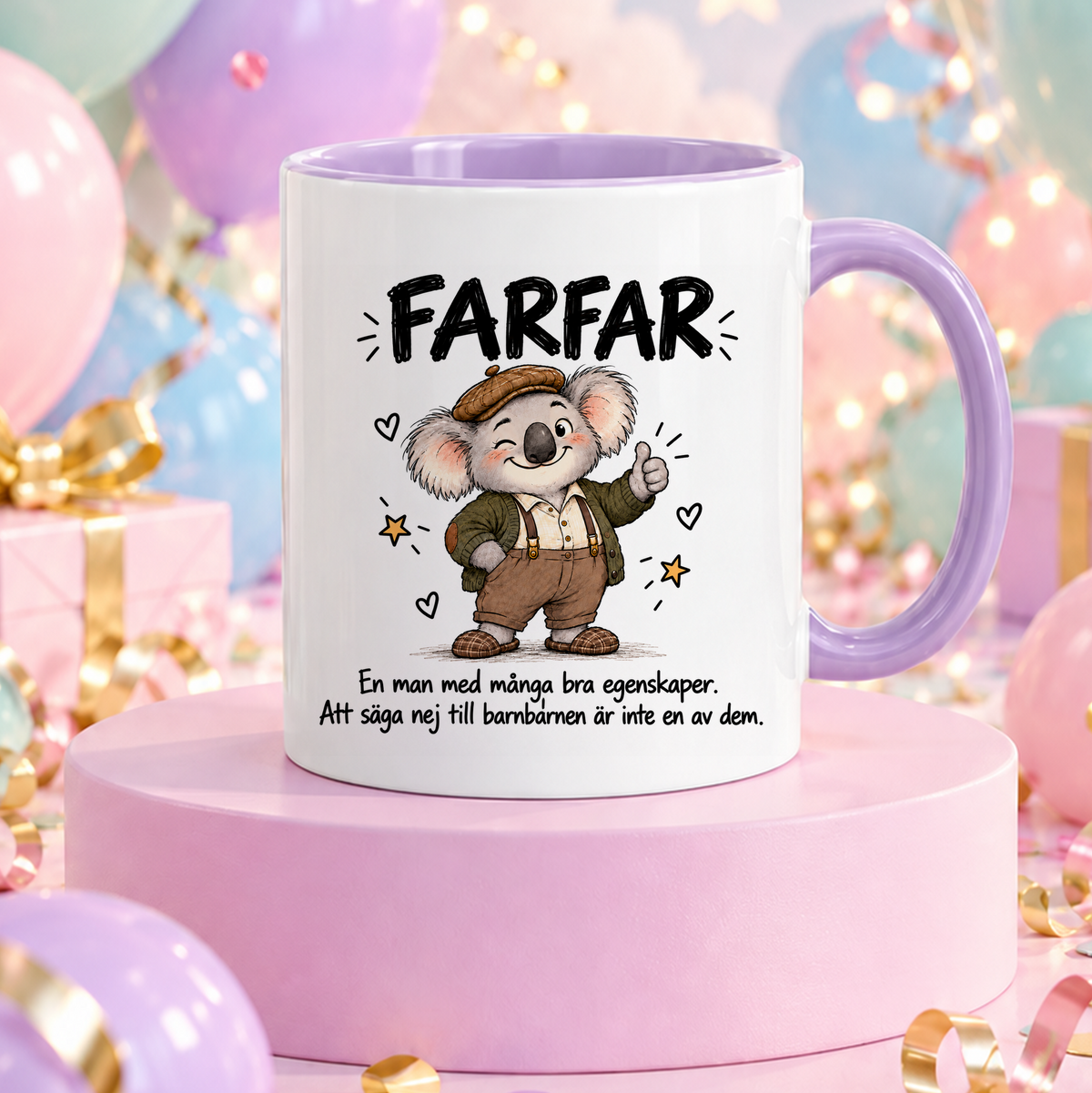 Farfar med många bra egenskaper | Rolig mugg
