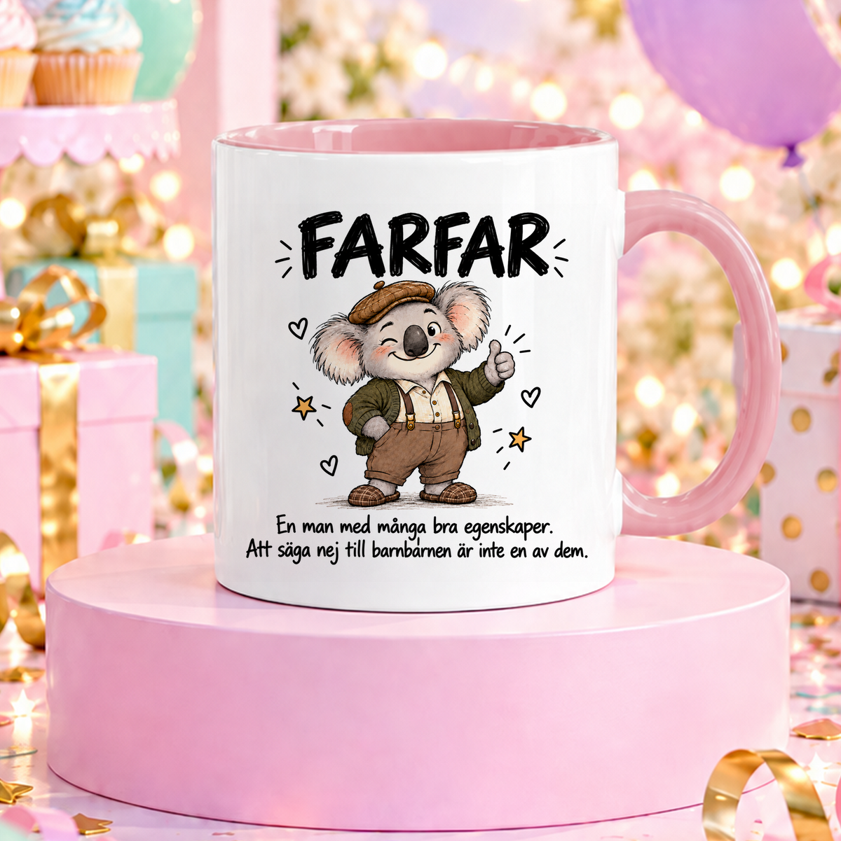 Farfar med många bra egenskaper | Rolig mugg