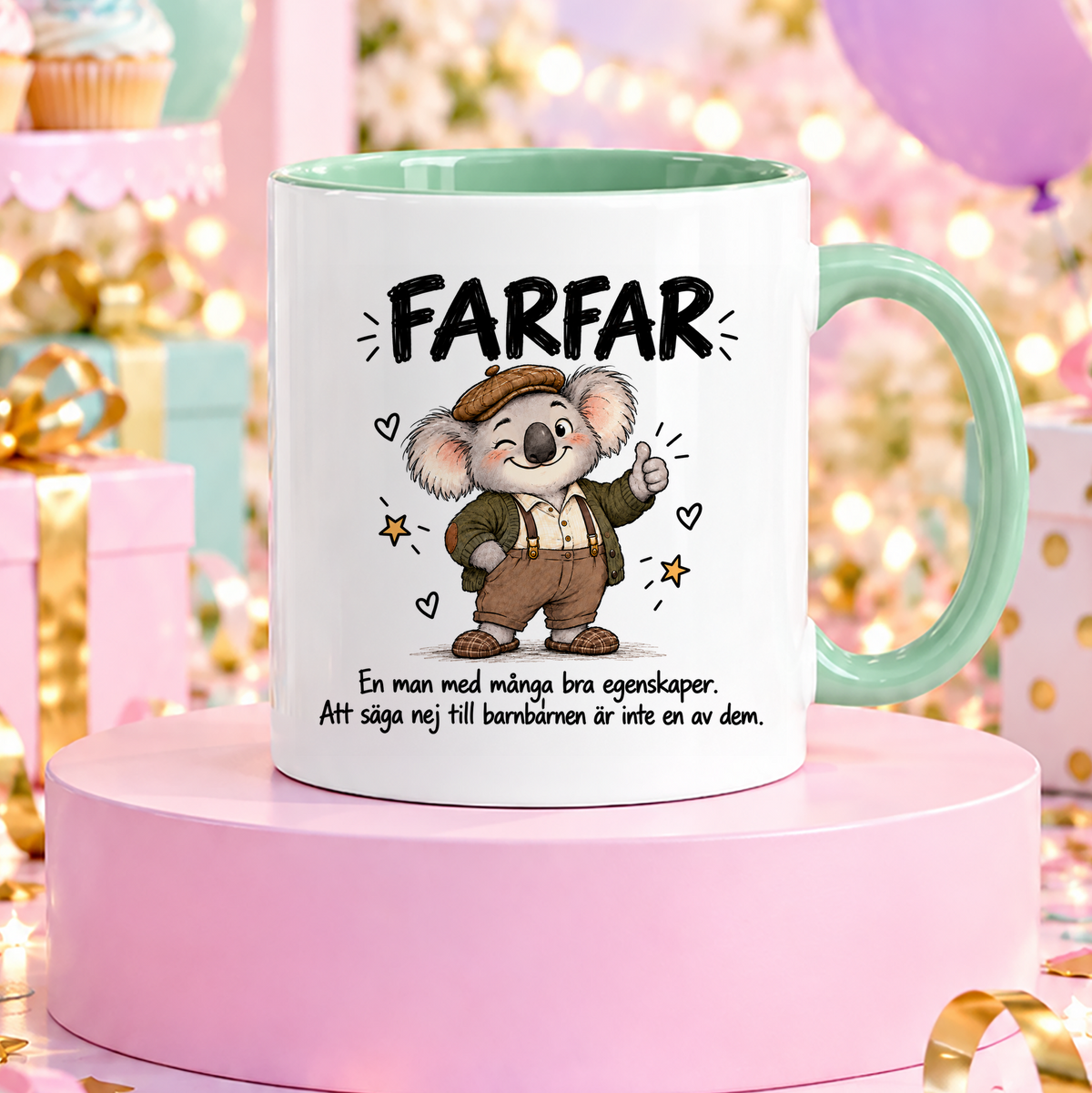 Farfar med många bra egenskaper | Rolig mugg