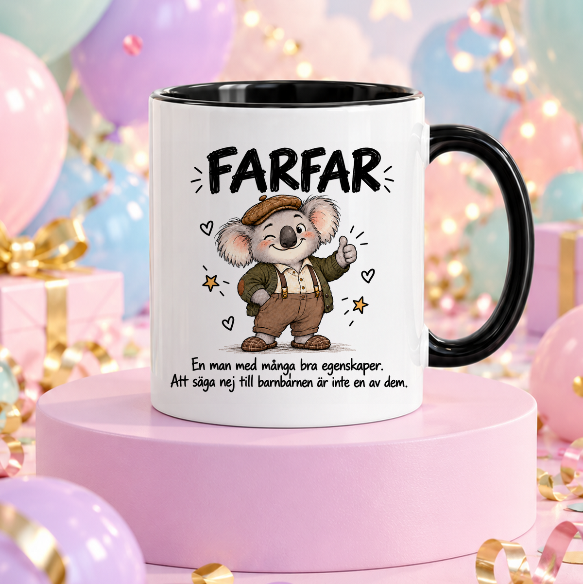 Farfar med många bra egenskaper | Rolig mugg