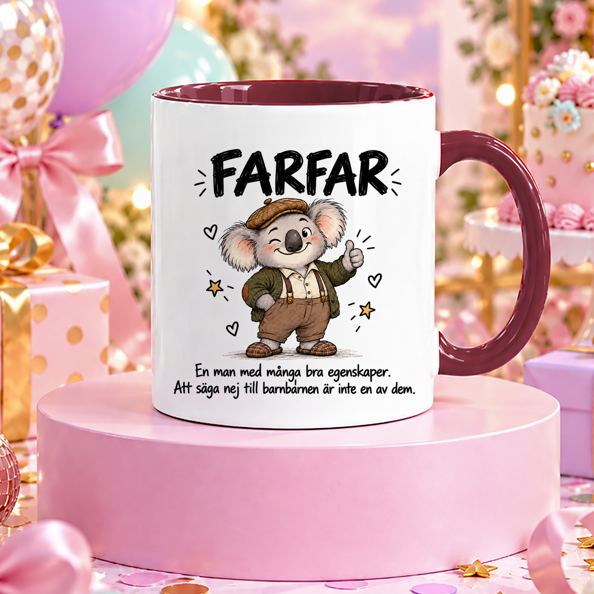 Farfar med många bra egenskaper | Rolig mugg