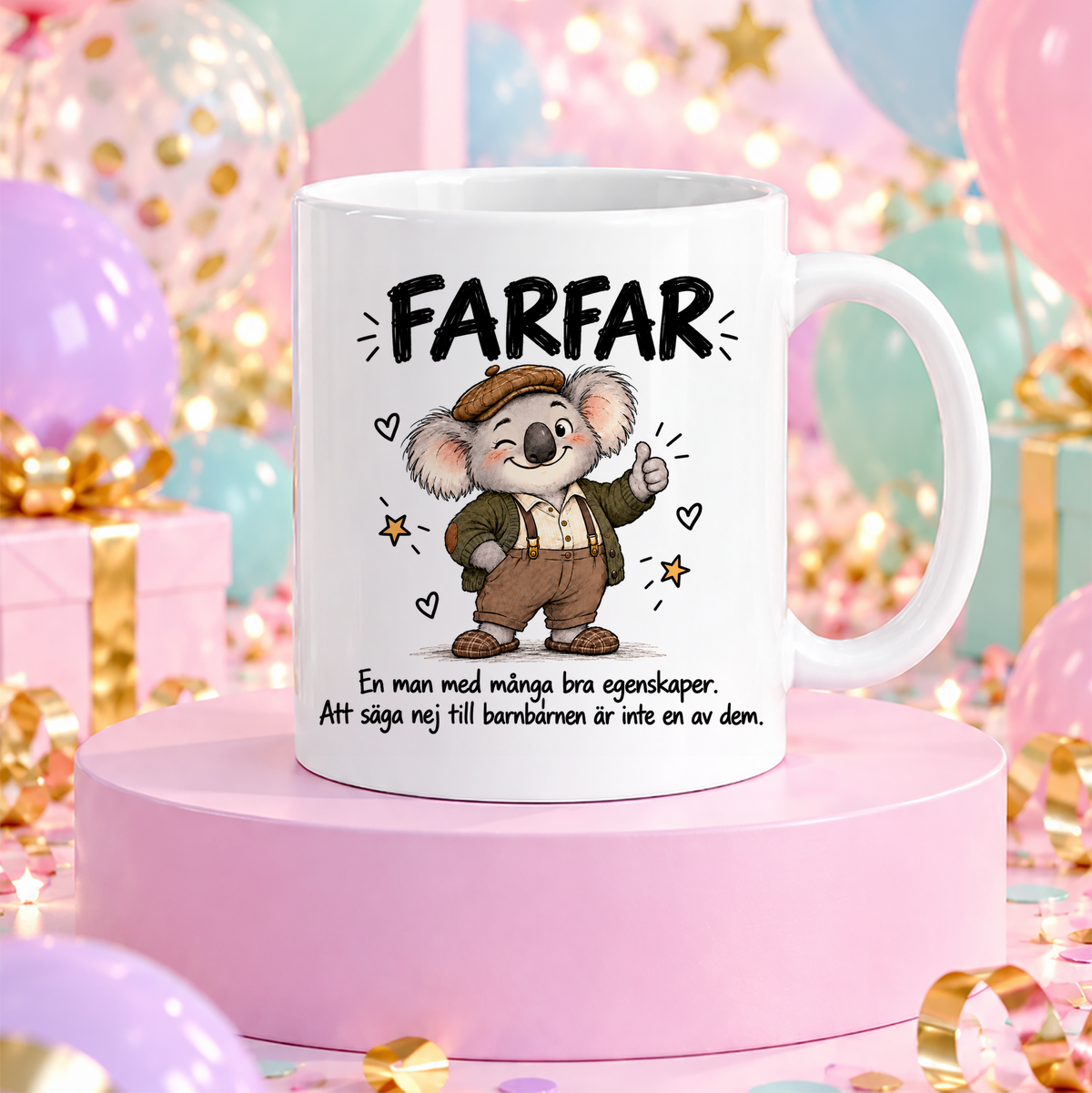 Farfar med många bra egenskaper | Rolig mugg