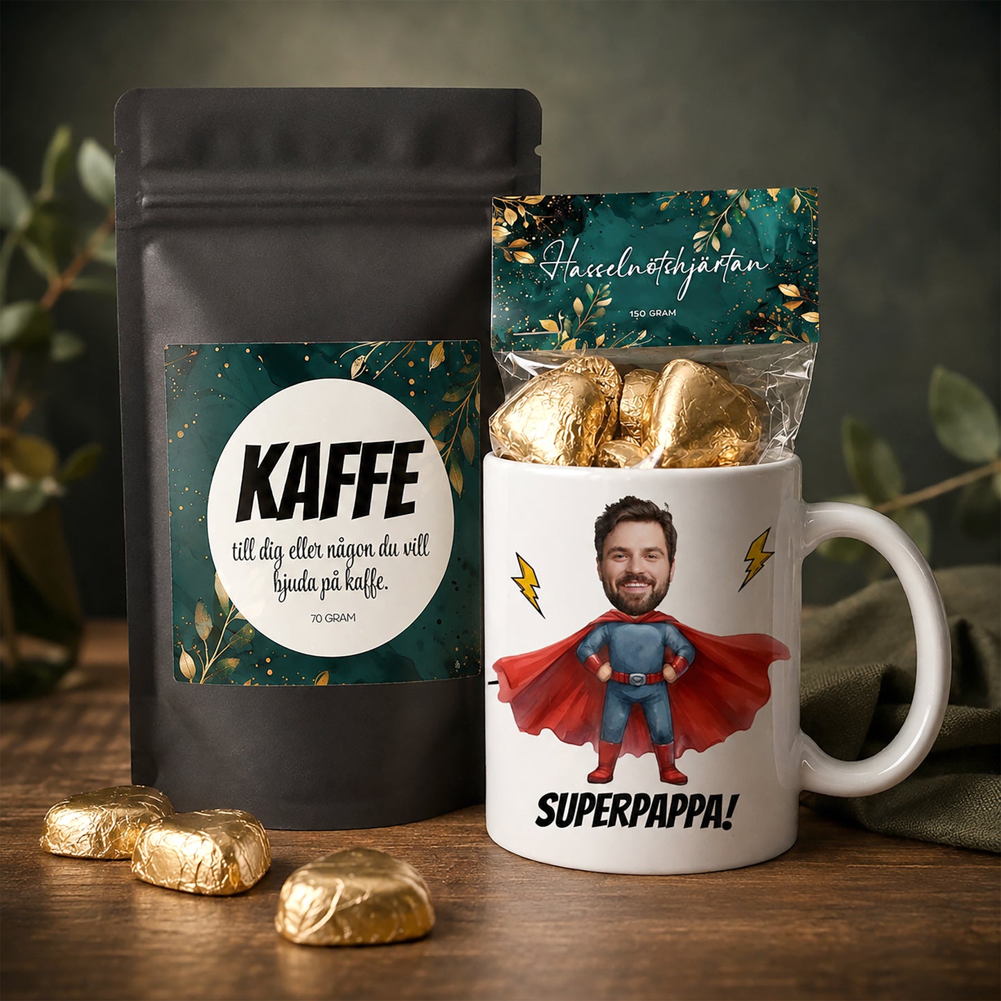 Fars dag presentpaket | Mugg, kaffe & godis