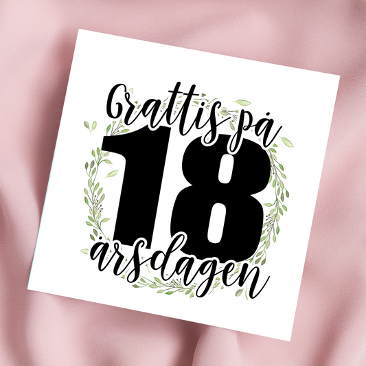 Grattis 18 år | Dubbelvikt kort