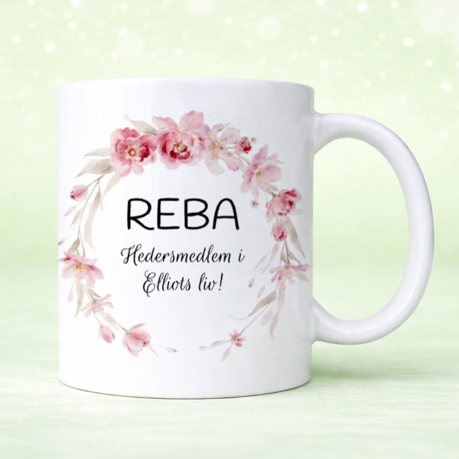 Rosa blommor | Fröken & pedagog | Personlig mugg